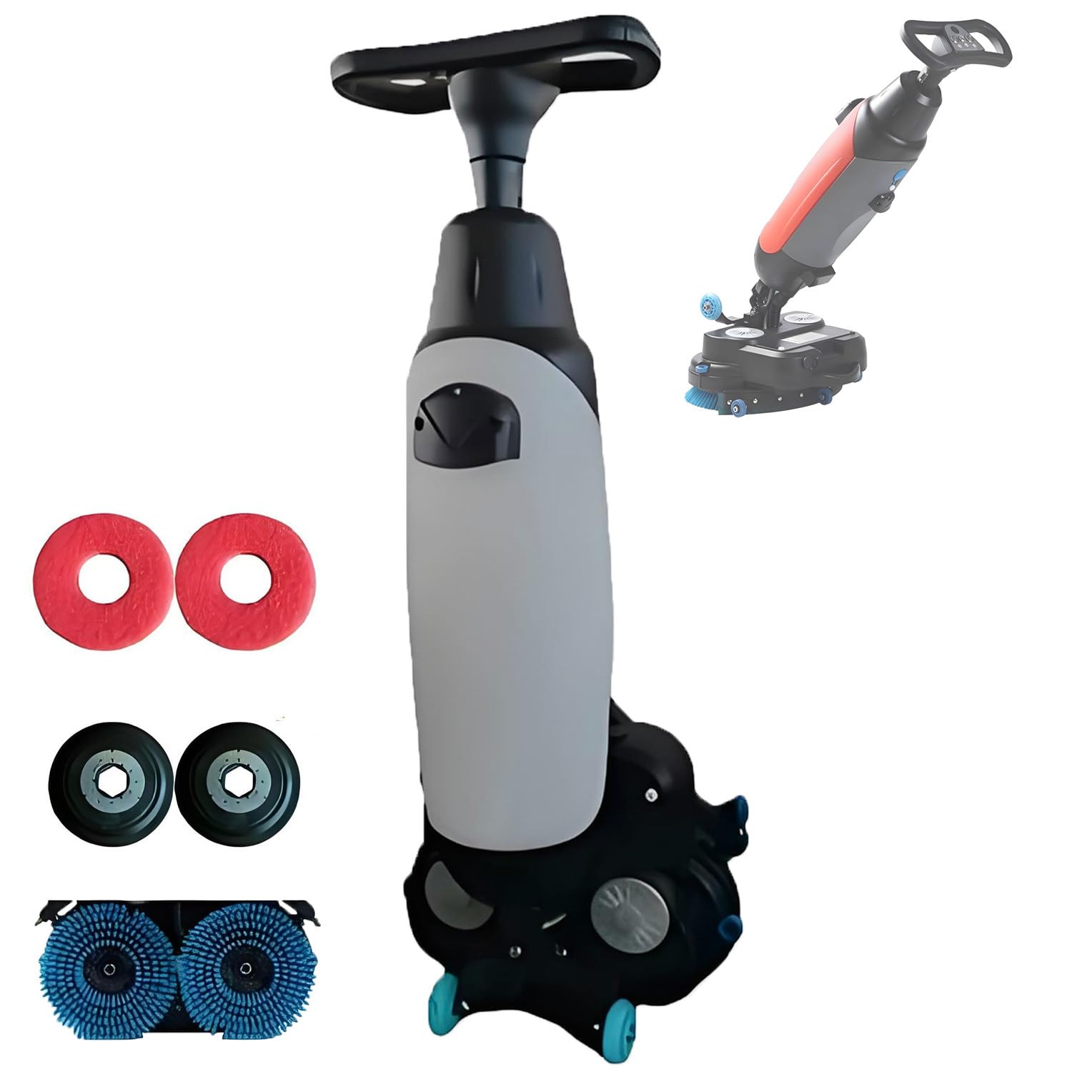 Fregadora Pisos Comercial Portátil,Fregadora Suelos Autopropulsada,Capacidad Depósito Agua 4,5 L,para Limpieza Grandes Superficies Hogar Oficina Pequeños Locale White