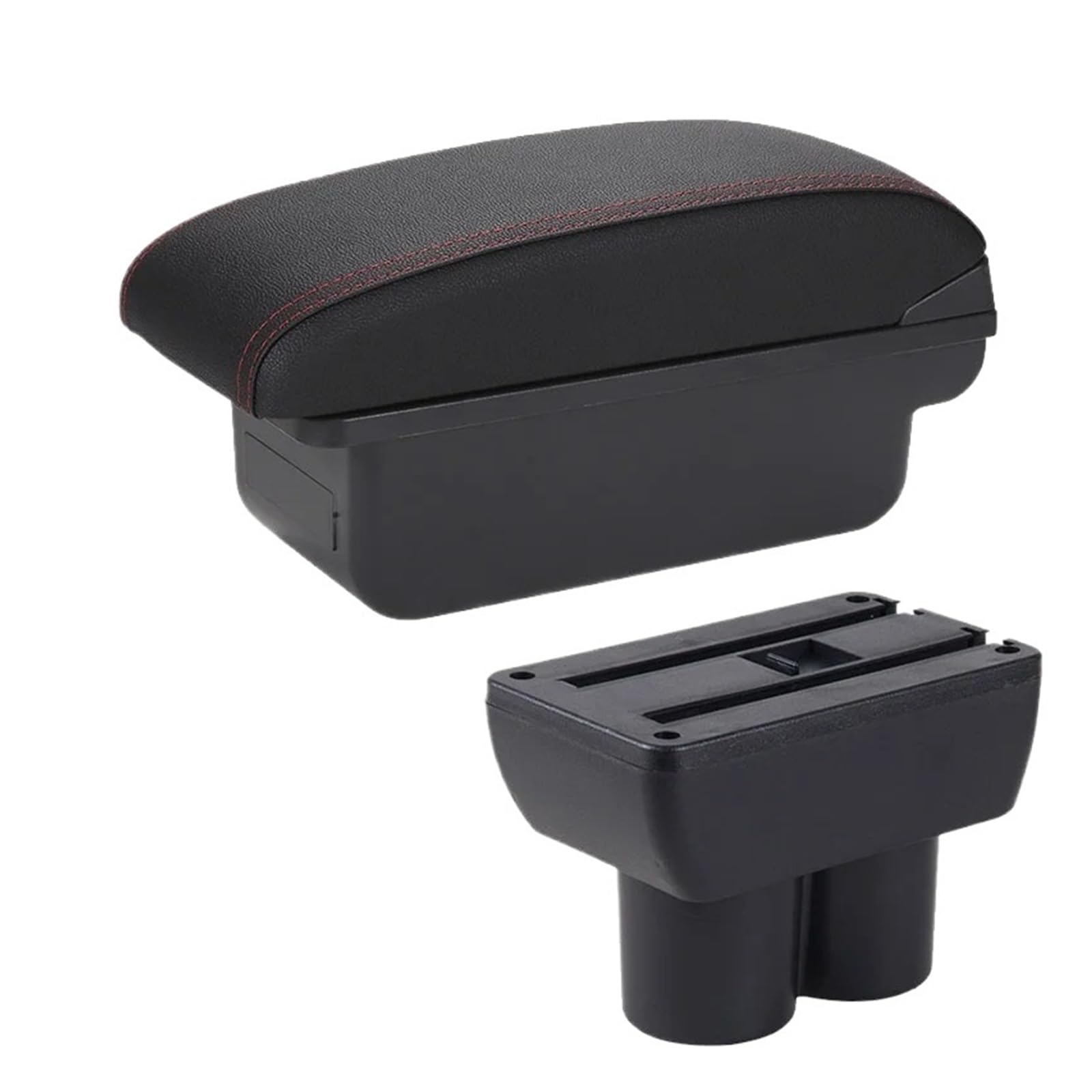 Bracciolo Per Suzuki Per Jimny JB23 JB43 1999-2013 2014 2015 2016 2017 Bracciolo Auto Parti Adattamento Bracciolo Scatola Portaoggetti Accessorio(C 1 Black red NO USB)
