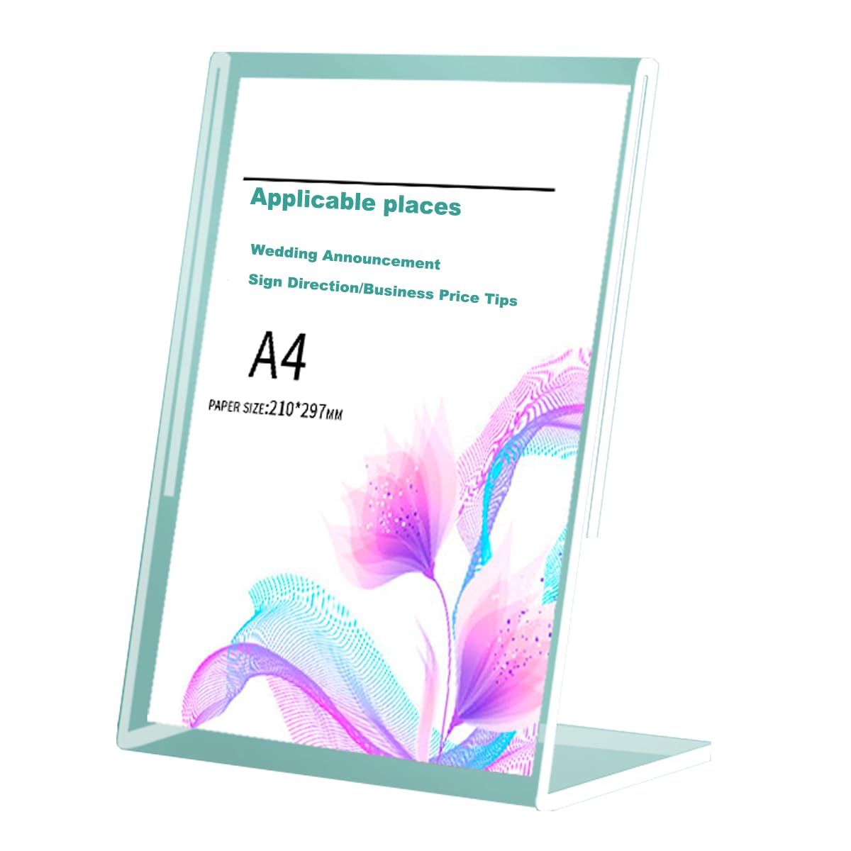Akrylowe uchwyty na znaki, 6 sztuk, przezroczyste, grubość 3 mm, do A4, A5, A6 (poziome, 210 x 297 mm)