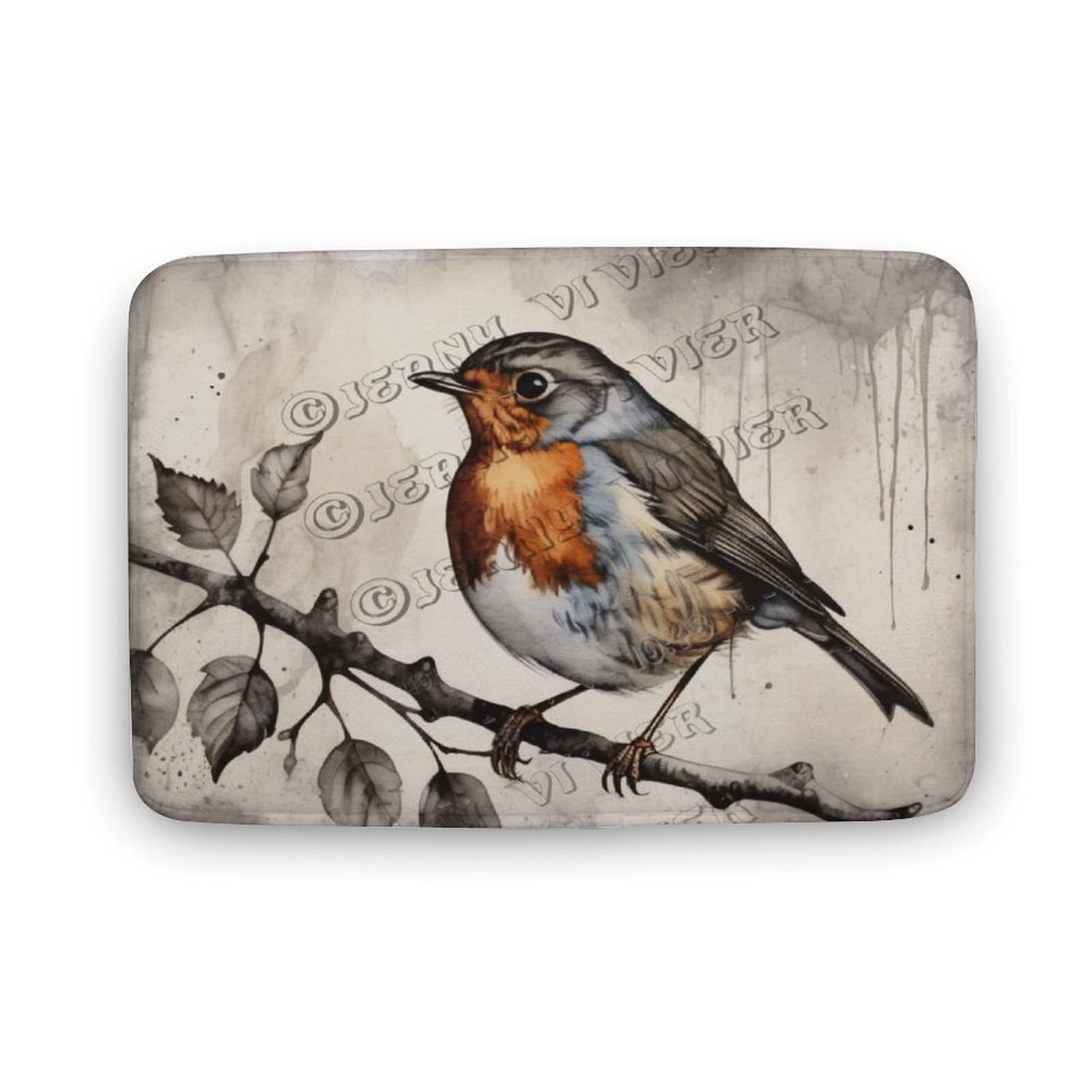 Finamille Robin Bird Bath Mat, Spring Bird Theme Bath Rug,Wildlife Bird Non Slip Bathroom Rug, Bathroom Decor 16"x24"