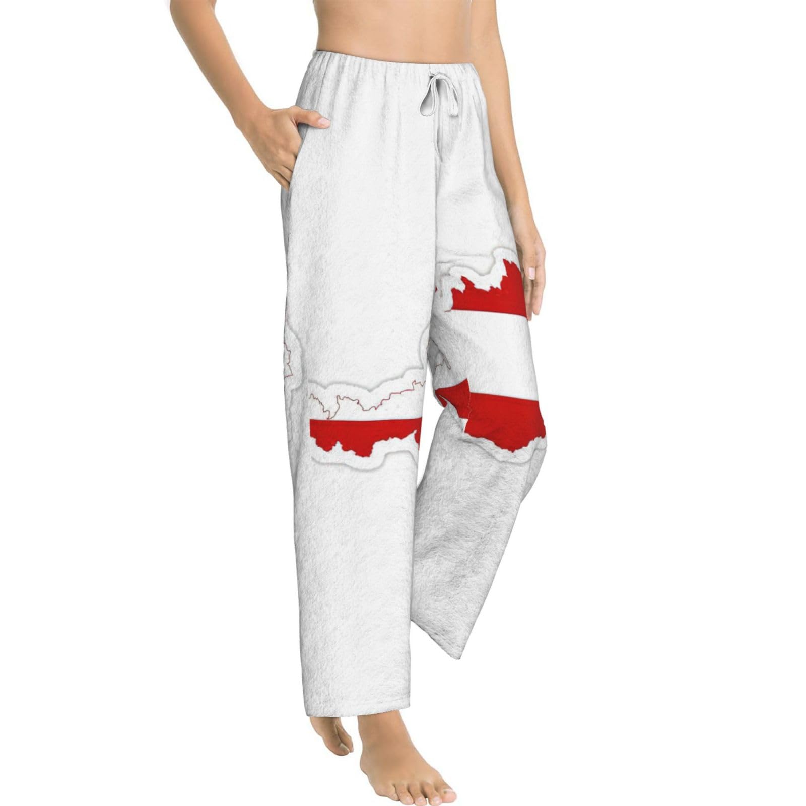 Damen-Schlafanzughose mit österreichischer Flagge, Flanell, warm, bequem, für Urlaub, Weihnachten