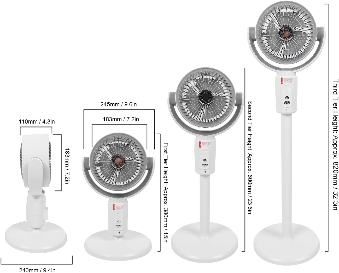 Fafeicy Quiet Standing Fan, 4 Wind Speed 8H Timer Oscillating Floor Fan with Remote Control, Adjustable Height Air Circulator for Bedroom Living Room Office