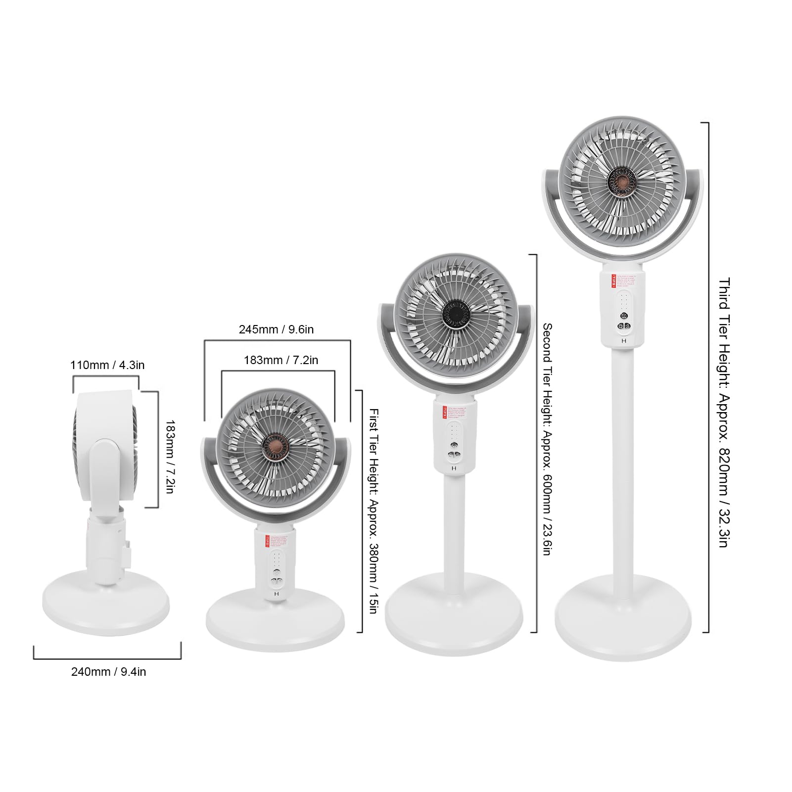 KKPLZZ Standventilator, Leiser Betrieb, 4 Geschwindigkeitsstufen, 8-Stunden-Timer, Höhenverstellbar, Oszillierend, mit Fernbedienung, für Schlafzimmer, Büro und Zuhause Zur Luftzi