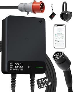 dé Wallbox 22kW mit APP RFID 12,5m Typ 2, EV Ladestation 3-Phasen 6-32A