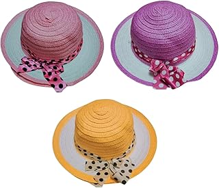 قبعة شاطئ للأطفال، مع شريط منقط، عدد 3 قطع