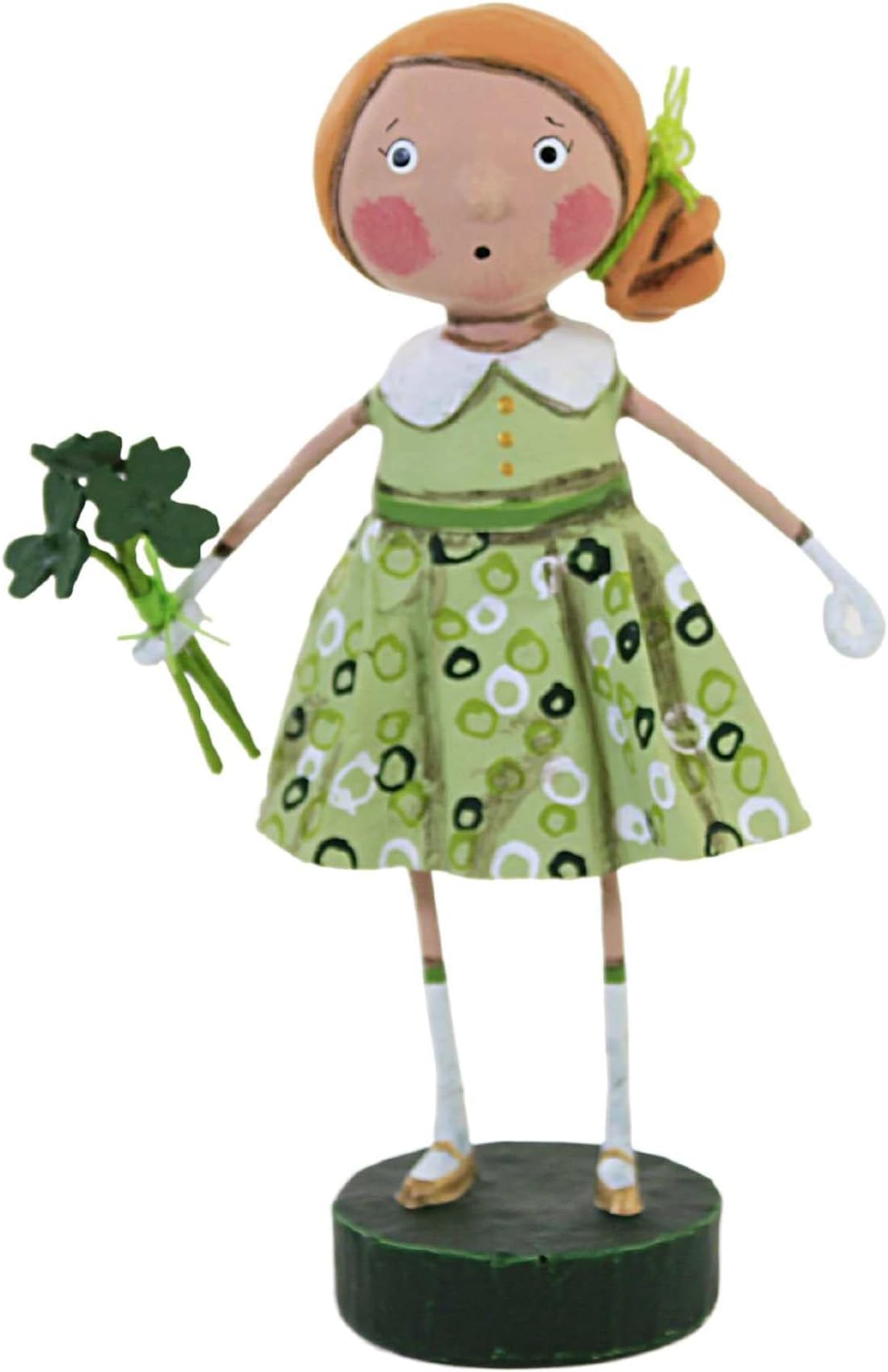 Lori Mitchell Chloe's Clovers, 6.0 , Polyresin, St. Patrick's Day Good Luck, Holiday Figurines, 14493 Green 6 In H X 3.75 In W X 2 In D