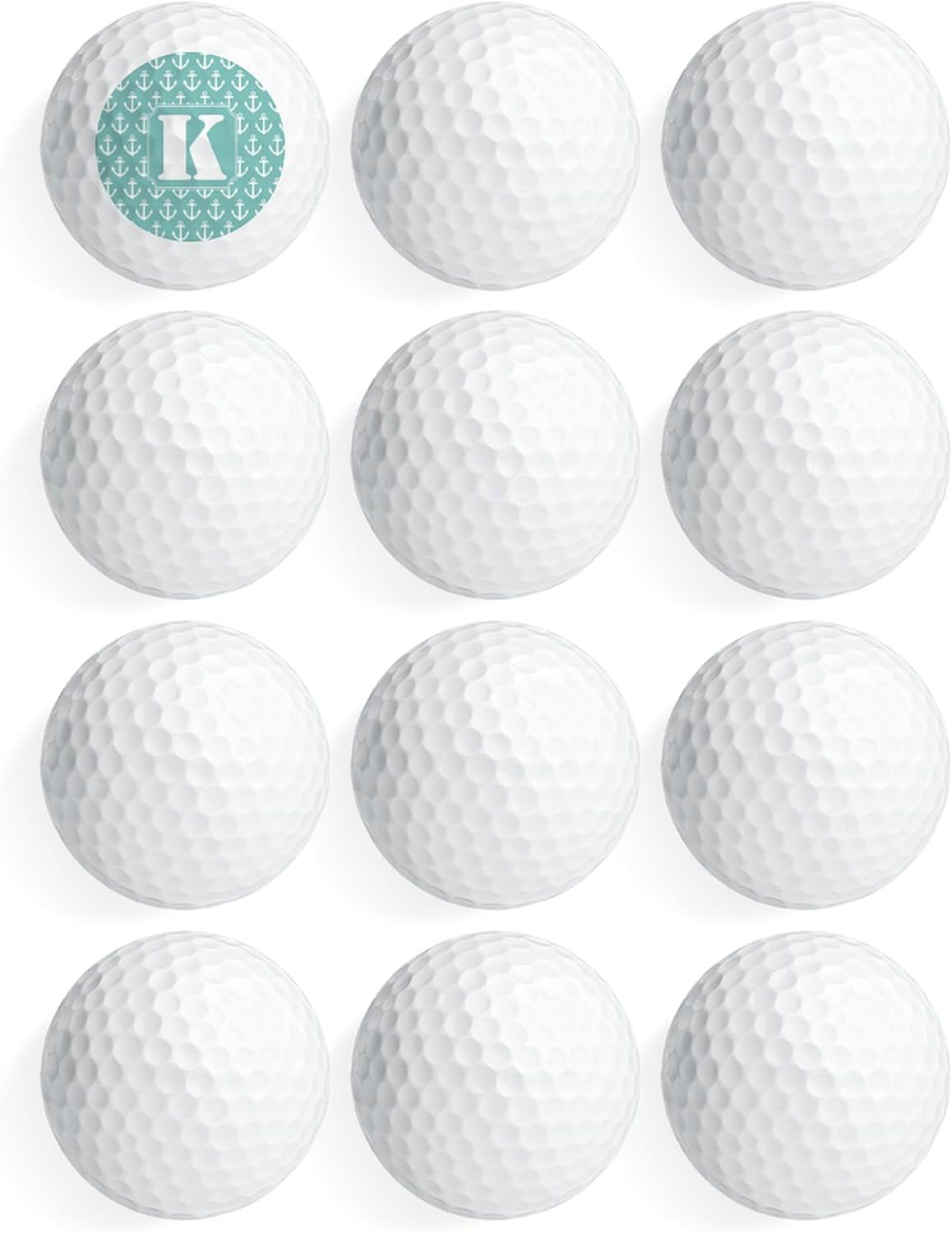 CafePress K Monogram Initial Anchor Novelty Golf Balls (Pk of 12)