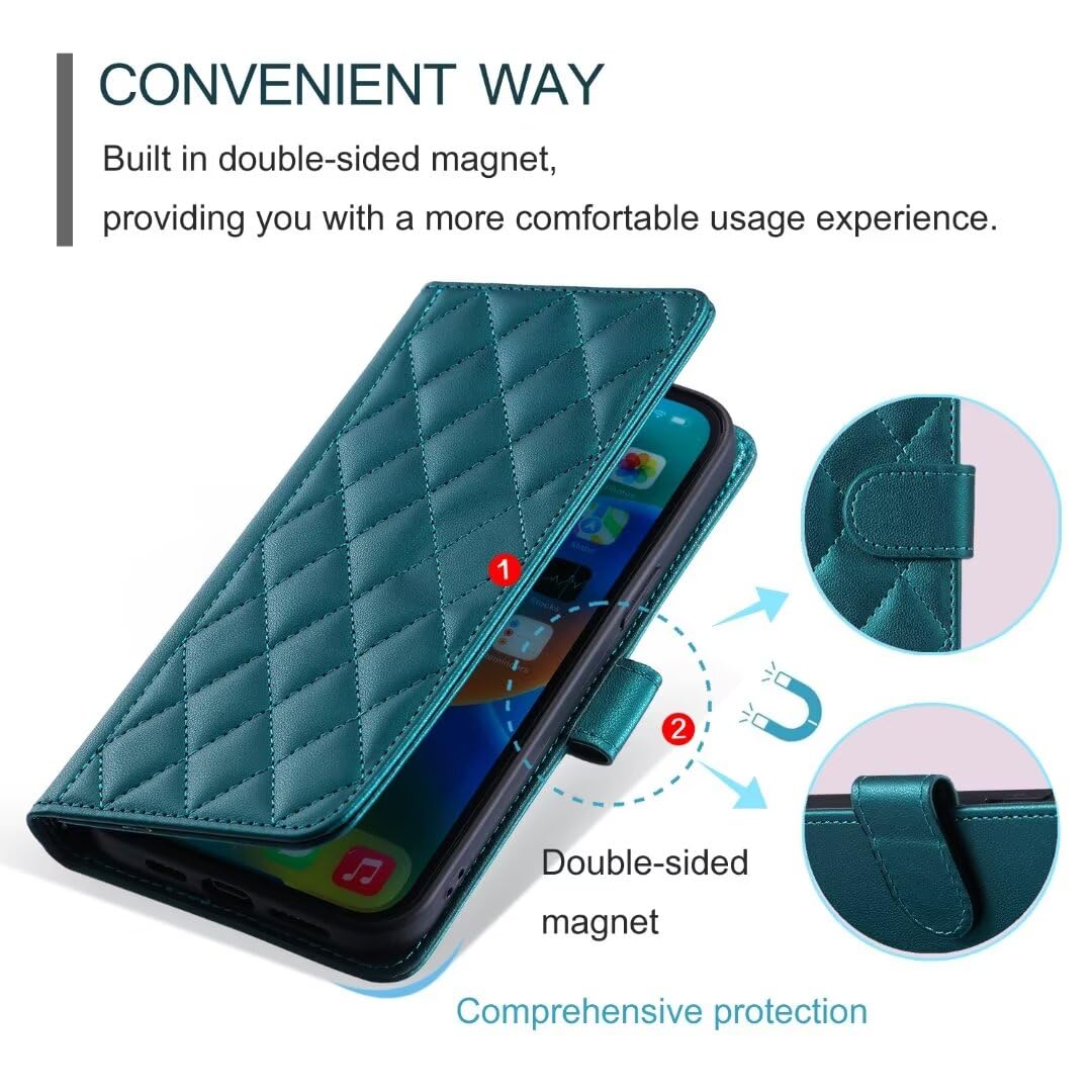 Compatibile con Oppo A53s/A32/A53 4G,PU Pelle Case Telefono Custodia Magnetica Protettiva AntiGraffio Portafoglio Cover Supporto Custodia per Oppo A53s,Oppo A32,Oppo A53 4G Aurora Verde