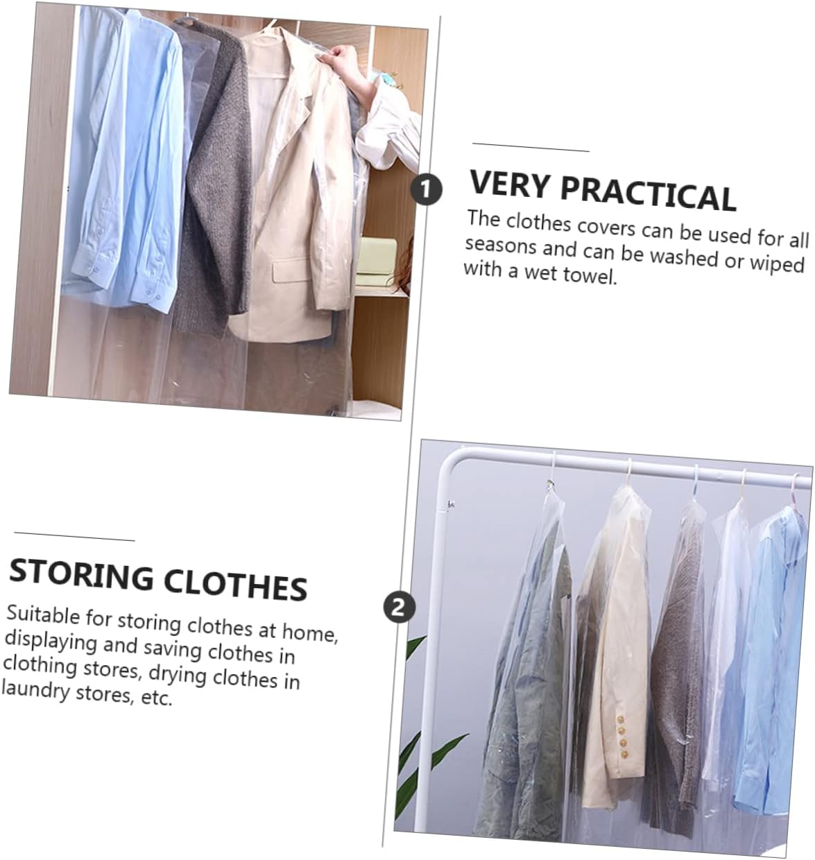 PRETYZOOM 50pcs Garment Protective Covers Dry Cleaner Bags Wardrobe Covers Clothes Bag Hanging