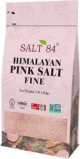 SALT 84 Himalayan Pink Salt Fine Grain-Stand Up Bag W/Window-1 LBS/Each (Pack of 12), 12 Pound (5033-12PK)