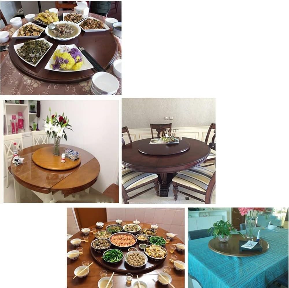 Wooden Lazy Susan Turntable Dining Table Rotating Serving Tray - 27 32 36 Round Tabletop Serving Plate - Silent/Smooth Operation - Hand Rotate for Easy Serving