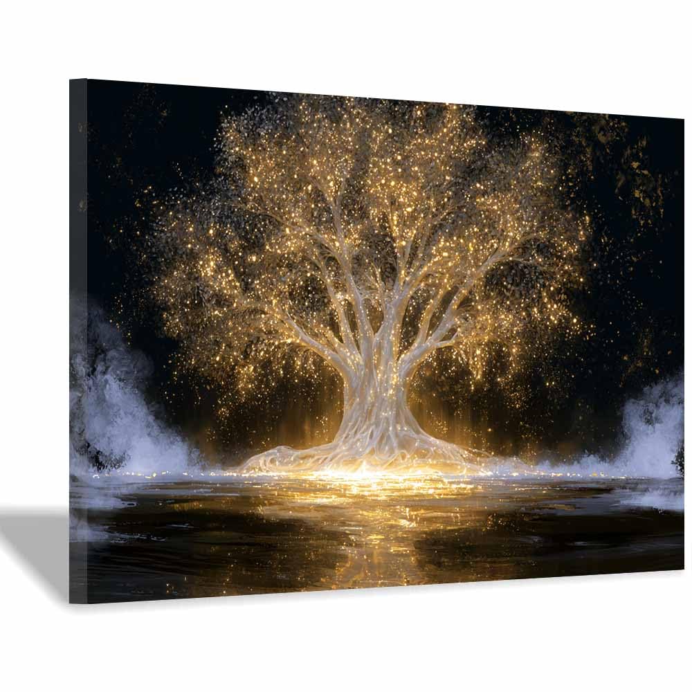 HOQIU Tree Wall Art Fall foliage tree art artwork, home canvas prints, for Bathroom Living Room Bedroom(Multicolor)-70x100cm Framed