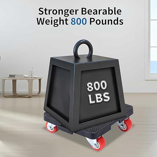 Miniatura 5 de Muevadores de muebles con ruedas, 5 ruedas, plataforma plana pequeña, capacidad de 800 libras, color negro