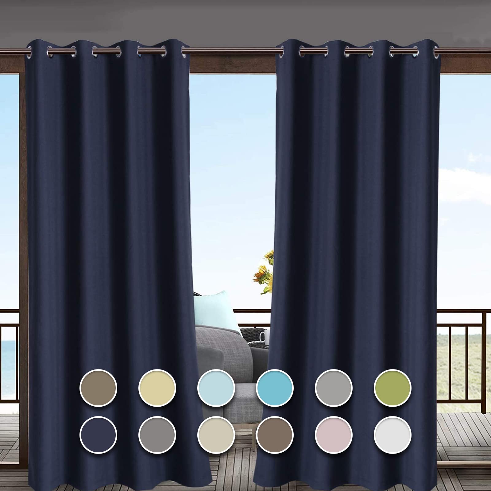 Rideau d'intimité imperméable pour extérieur | 200 x 180 cm | Protection solaire anti-UV pour terrasse et intérieur | Plusieurs