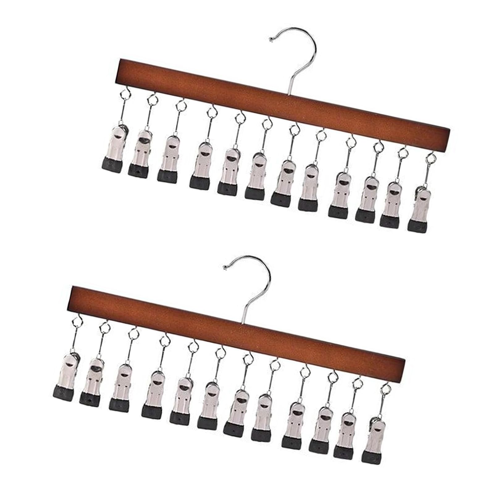 HDOYTXXM Natural Wood Cap Holder 12 Strong Clips for Baseball Hats Baby Caps Wooden Underwear and Gloves Trouser Clip Closet Organization Accessories