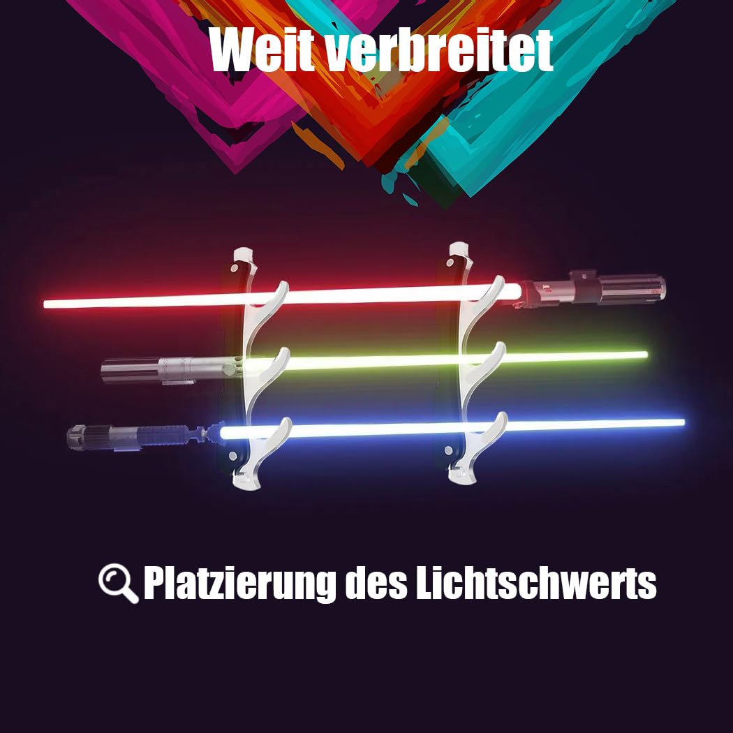 Schwerthalter Wandhalterung,Schwertständer Display Schwerthalter,3-Tier Samuraischwirt Wandhalterung,Lichtschwert Ständer,Schwertwandanzeige,Zauberstab und Cosplay Klingenstände(Schwarz)