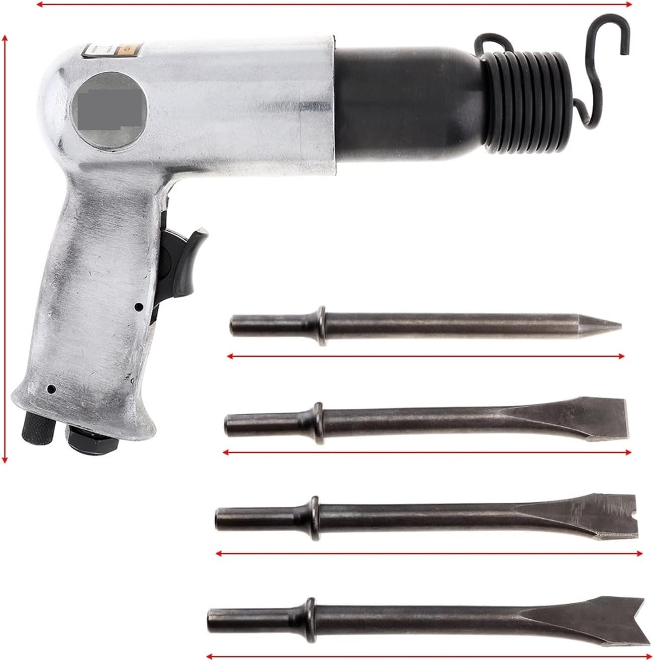 9150 120mm Professional Handheld Pistol Gas Shovels Air Hammer Small Rust Remover Cutting Drilling Chipping Pneumatic Tool,Ergonomic-Grip(Air Hammer set B)