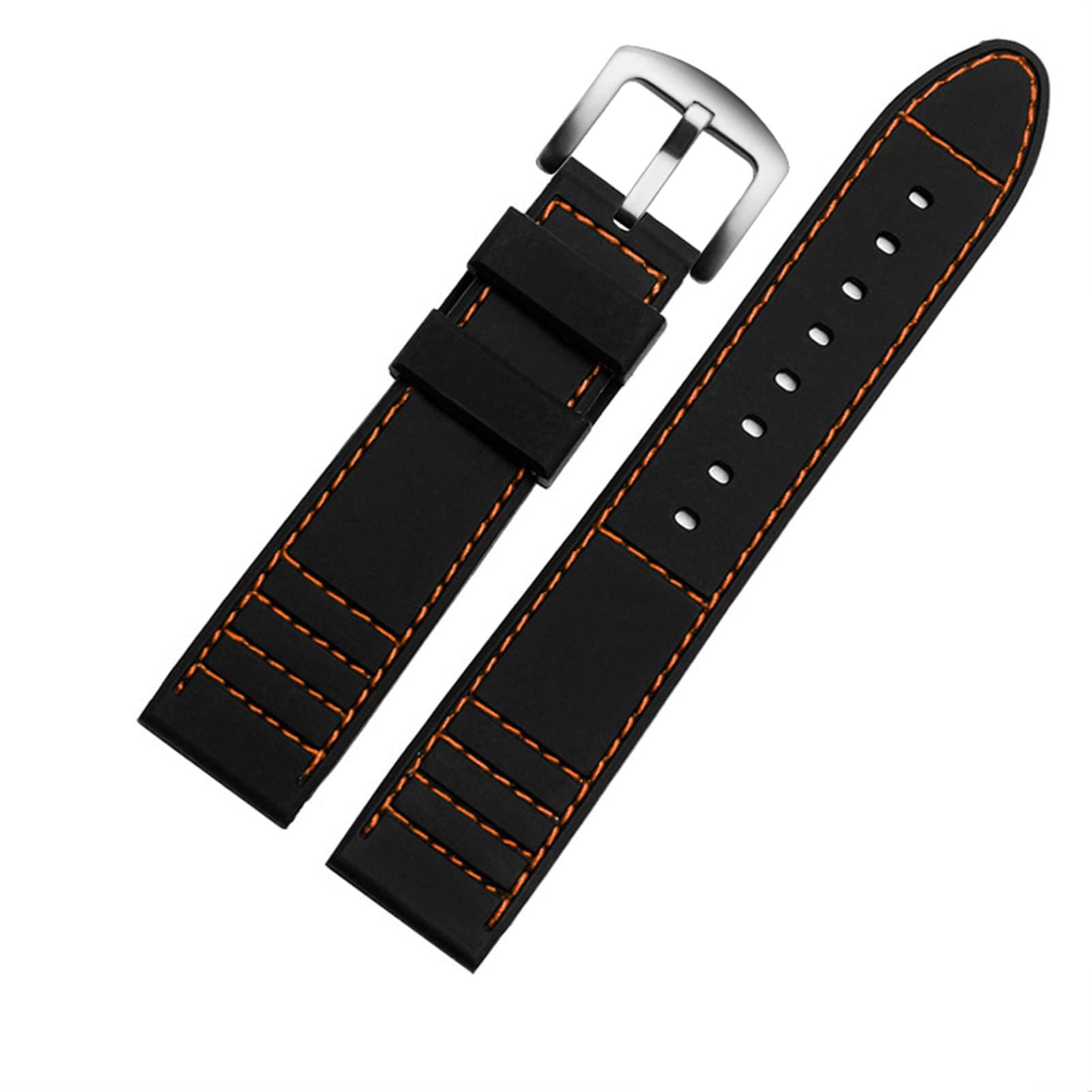 Bracelet de rechange caoutchouc 22mm étanche avec fermoir orange pour montre plongée