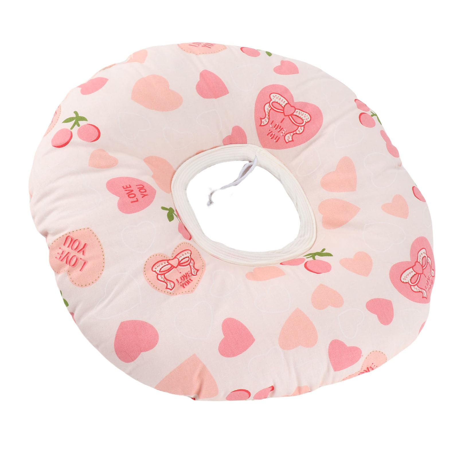 Generic Poduszka do Przekłuwania Uszu Donut Bawełniana Nausznik 12,6" Poduszka Wspierająca dla Osób Podróżujących na Boku, w Akademiku (Jasnoróżowy kształt serca)