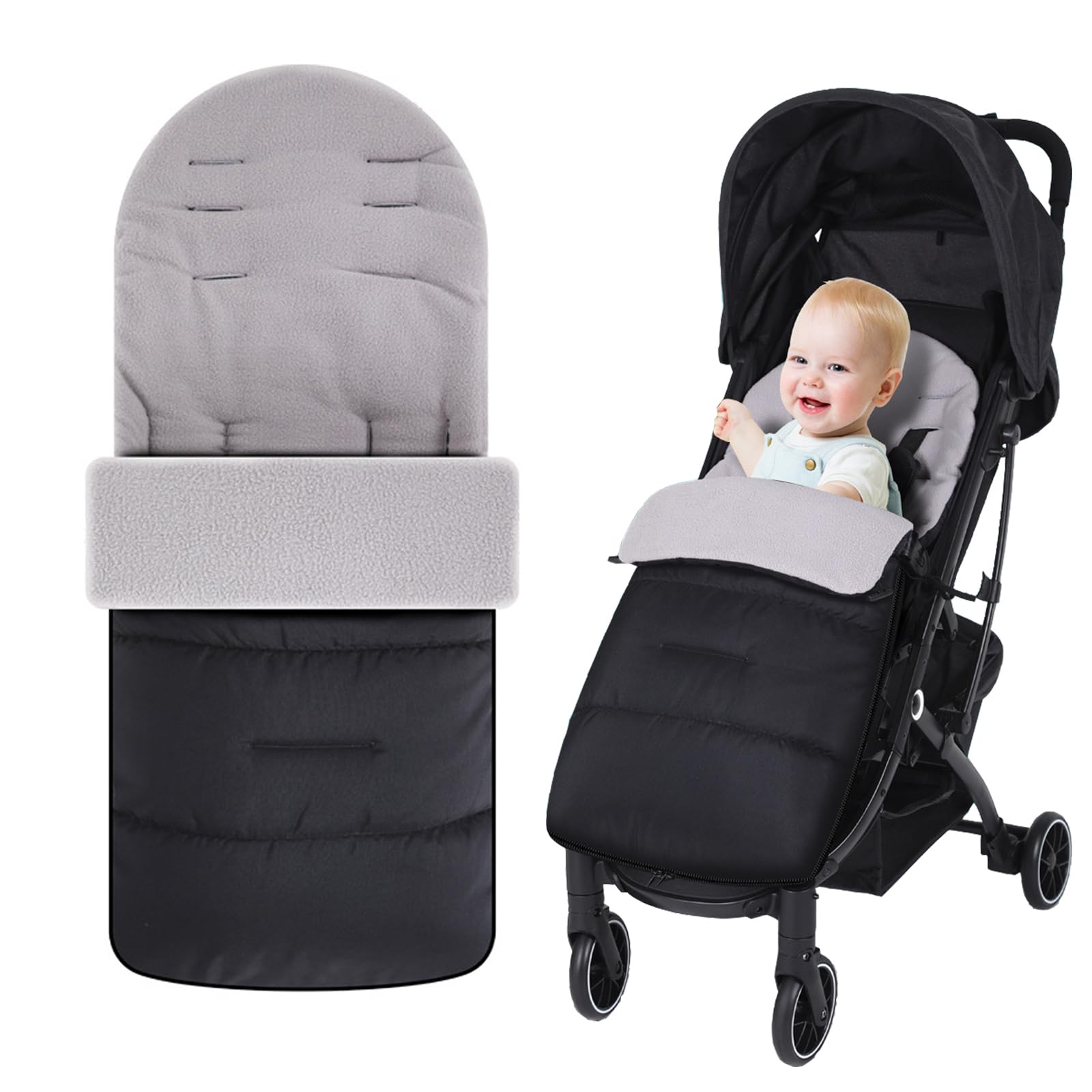 Winter-Baby-Fußsack, Universal-Kinderwagen-Schlafsack, Inter Baby Warm Schlafsack, Buggy Fleece Sack，Wasserdicht, Winddicht, Abnehmbar, Geeignet für Babys