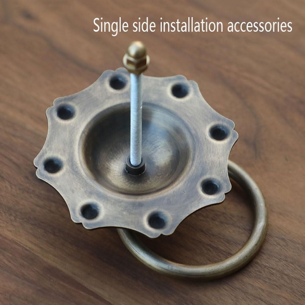 Screws Antique Copper Door Knock Classical Door Knock for Garden Wooden House Door Ring Knocker(A,Ring 6cm)