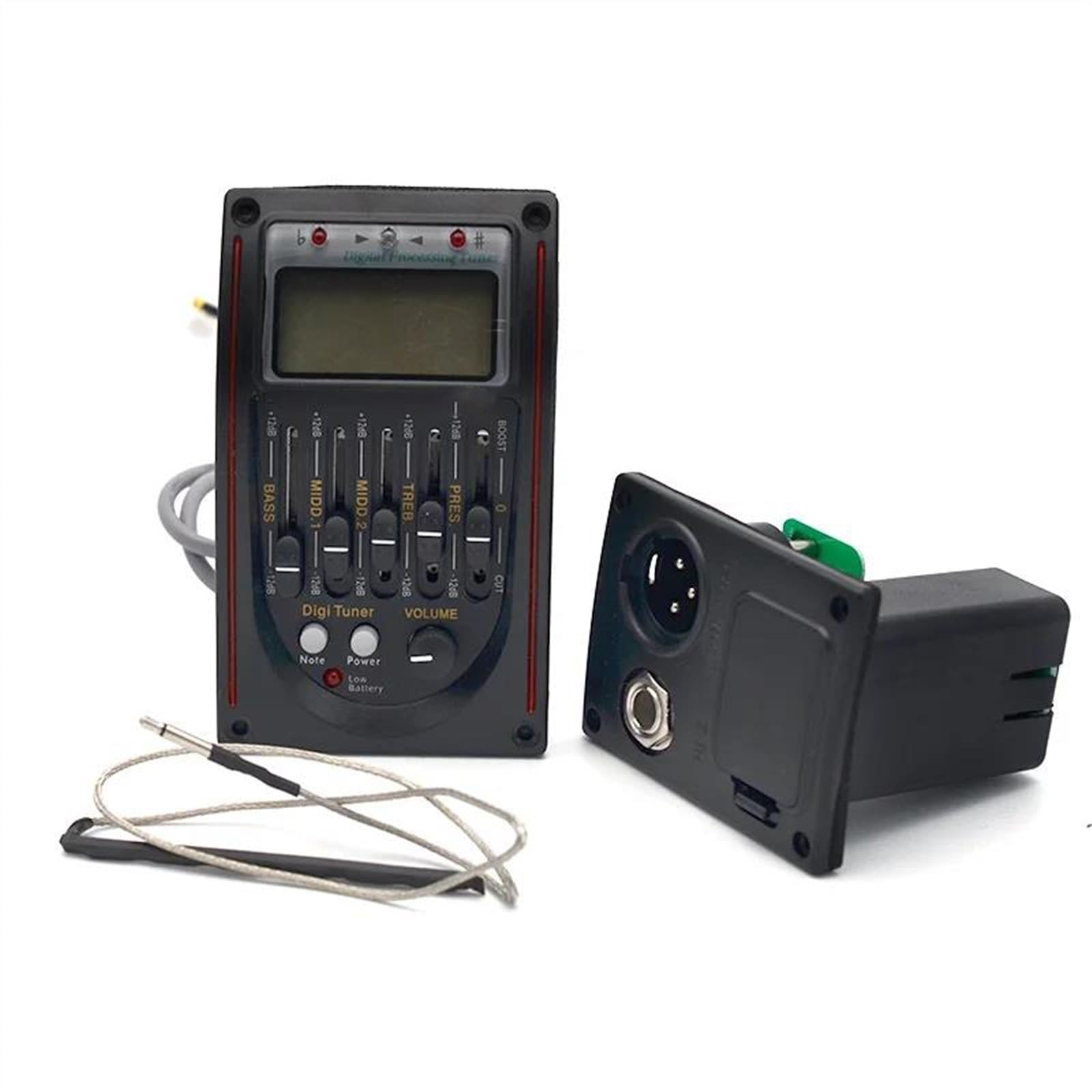 Kit pickup per chitarra acustica 6 Pezzi 5 Bande Pickup Per Chitarra Acustica Preamplificatore EQ Equalizzatore Con Accordatore Digitale Strumento Parti Di Chitarra(Red)