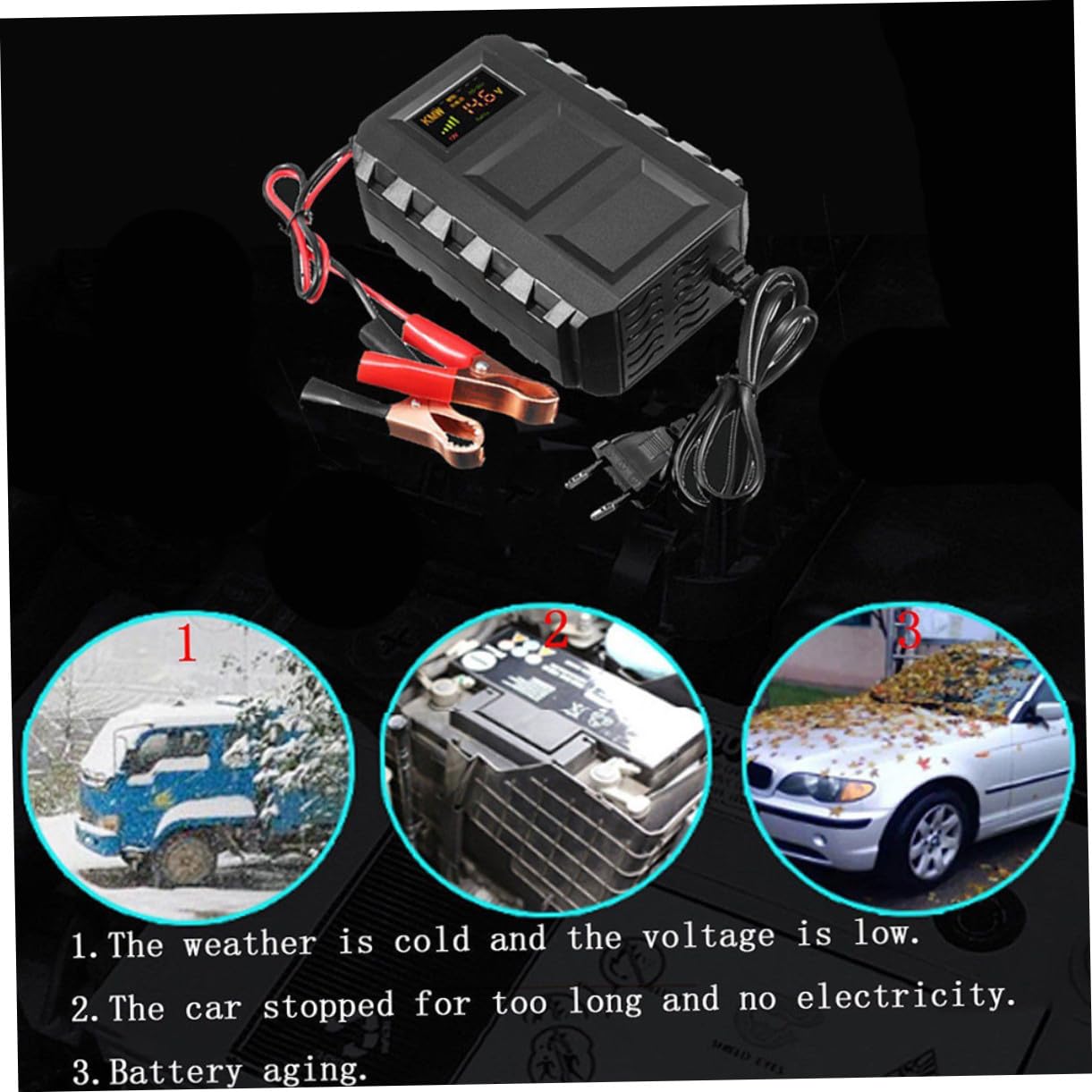 Chargeur de Batterie Automobile 12 V 20 A pour Moto, Compact