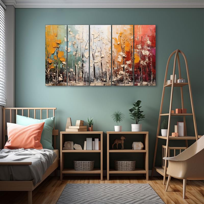 Image of The Castle Decor abstract art painting with frame Big Size 36x60 Wall art for living room,Bedroom,Drawing room,Hotels-Wooden Framed-726