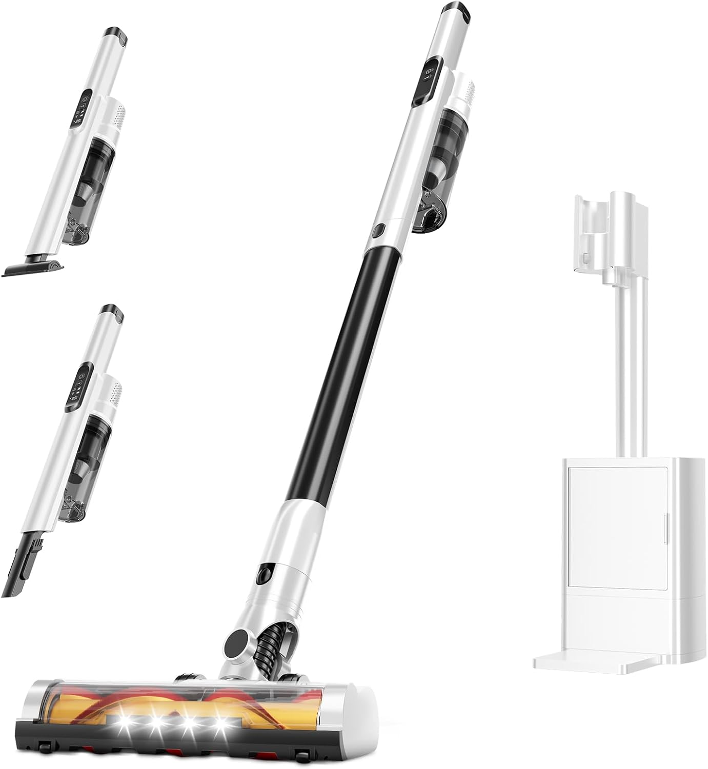 Cordless Stick Vacuum Cleaner with Auto Empty System Self-Charging Base, Powerful Suction for Pet Hair on Carpet & Hardfloor, Lightweight Anti-Tangled Handheld Vacuum, HEPA Filtration, Black