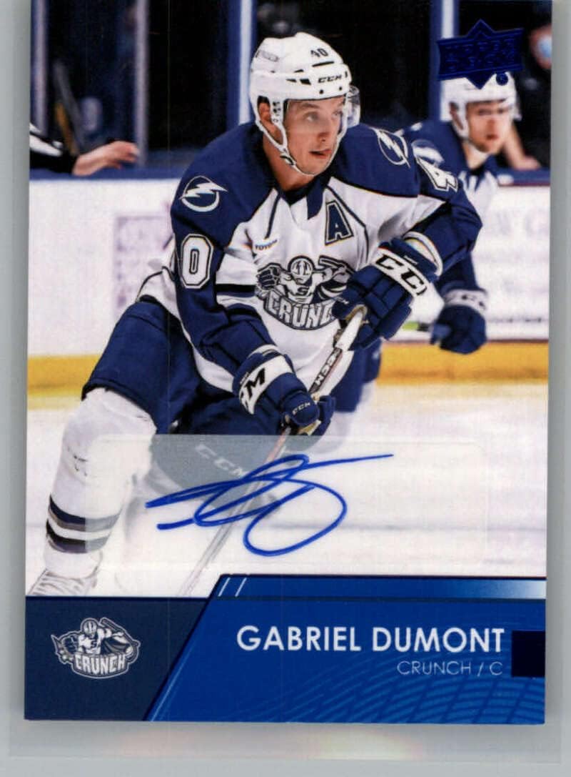 2021-22 Upper Deck AHL Autographs #21 Gabriel Dumont Auto Autograph Syracuse Crunch Official American Hockey League Card in Raw (NM or Better) Condition