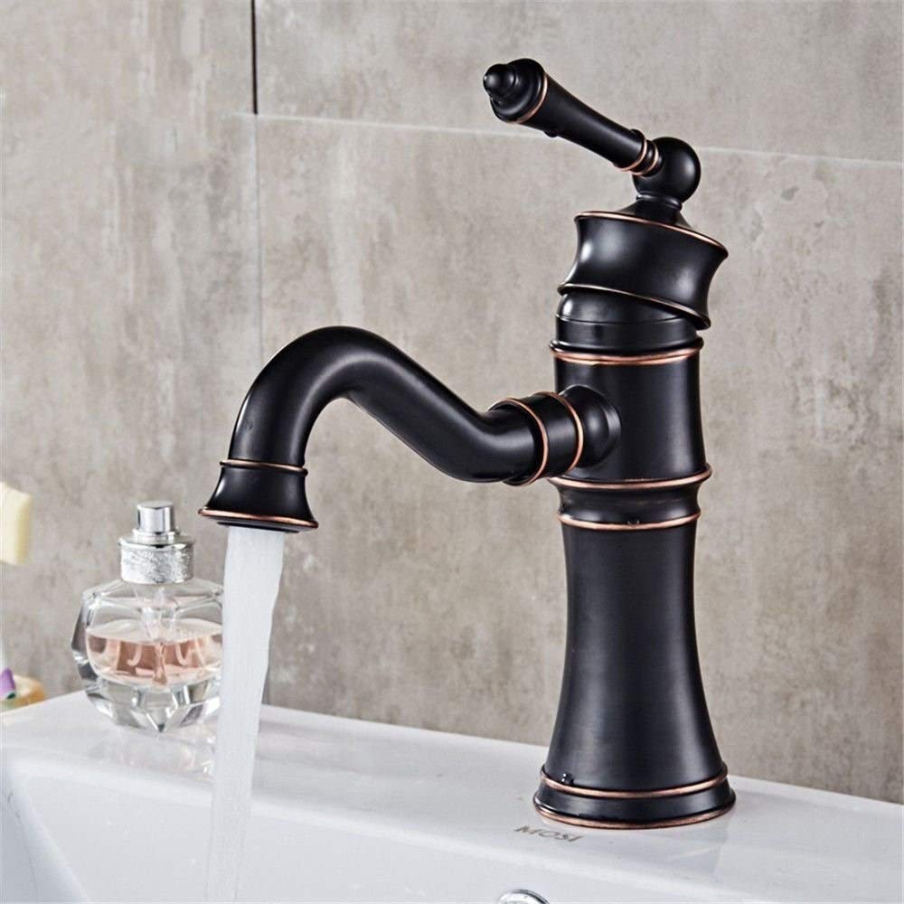 Robinet de salle de bain anti stagnation à rotation et drainage rapide couleur noir