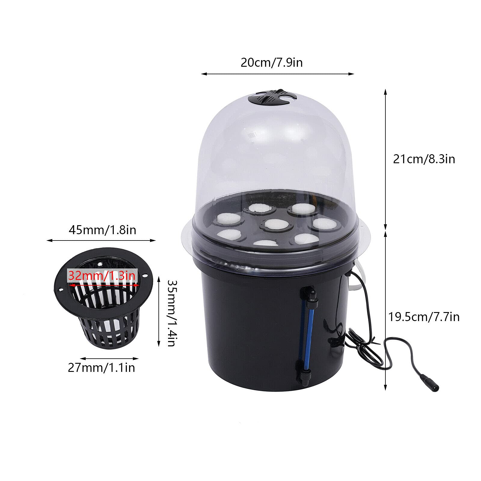 Zimmergewächshaus Anzuchtschale, 5L 8 Löcher Aeroponisches Vermehrungsset Mini Anzuchtkasten Pflanzen Aeroponic Hydroponic Setzling Klonsystem