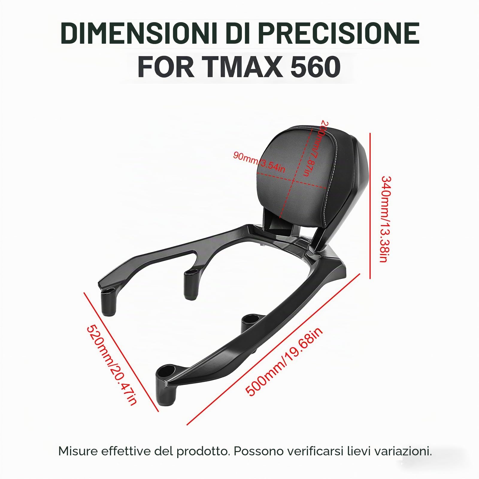 Schienale per moto Sissy Bar con cuscino dello schienale per Yamaha TMAX 560/Tech Max 2022-2026, portapacchi rimovibile con cuscino dello schienale per il comfort nei viaggi lunghi