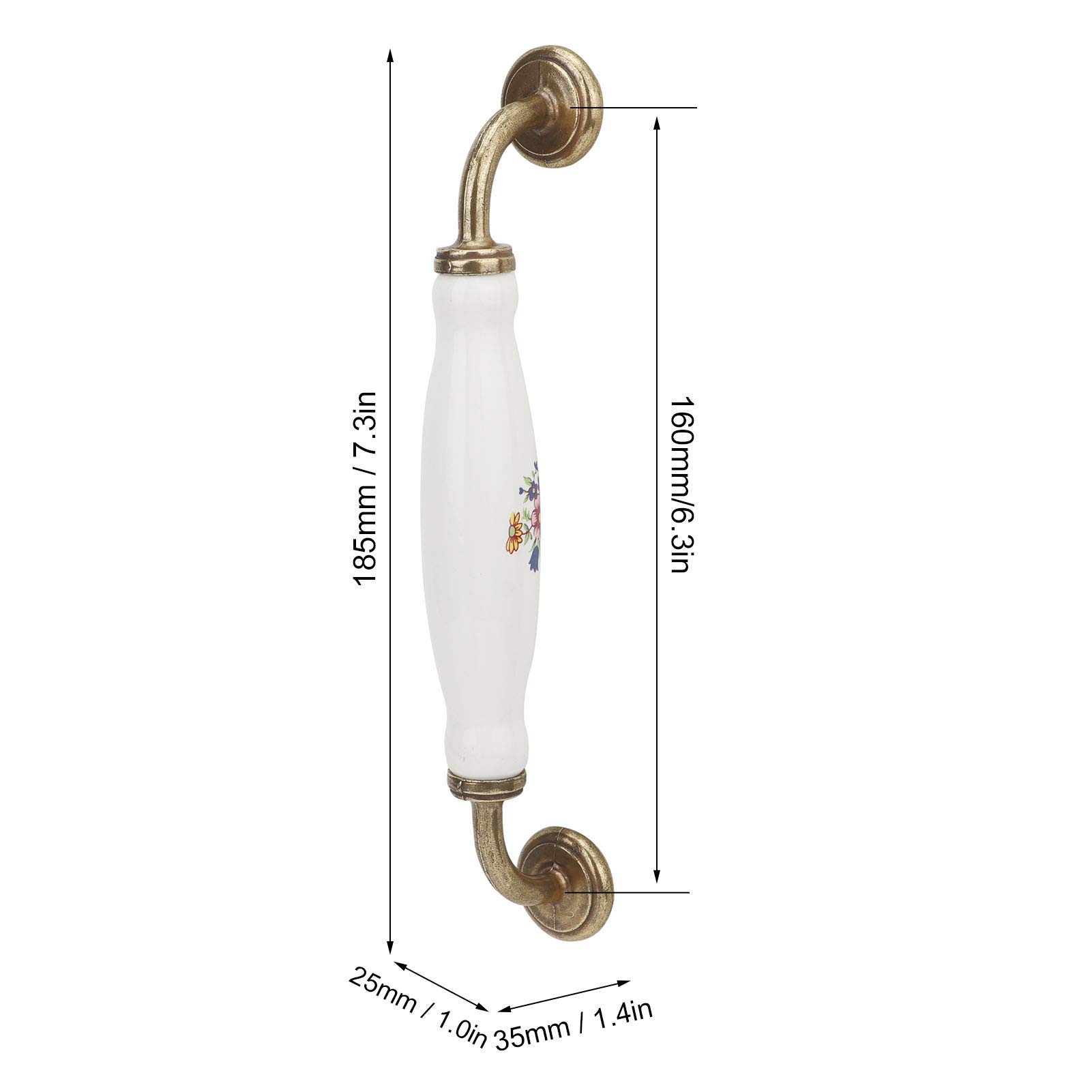 Yosoo Health Gear Ceramic Cabinet Handles, 4 Sets European Style 160mm Hole Distance Arched Drawer Pulls - Image 3
