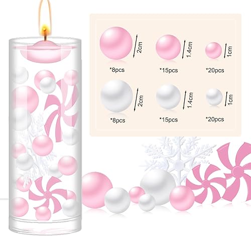 Miniatura 2 de Pink Pearls - Perlas flotantes de gel de agua transparente para rellenar jarrones, centros de mesa, centros de mesa, decoración de fiesta de Navidad