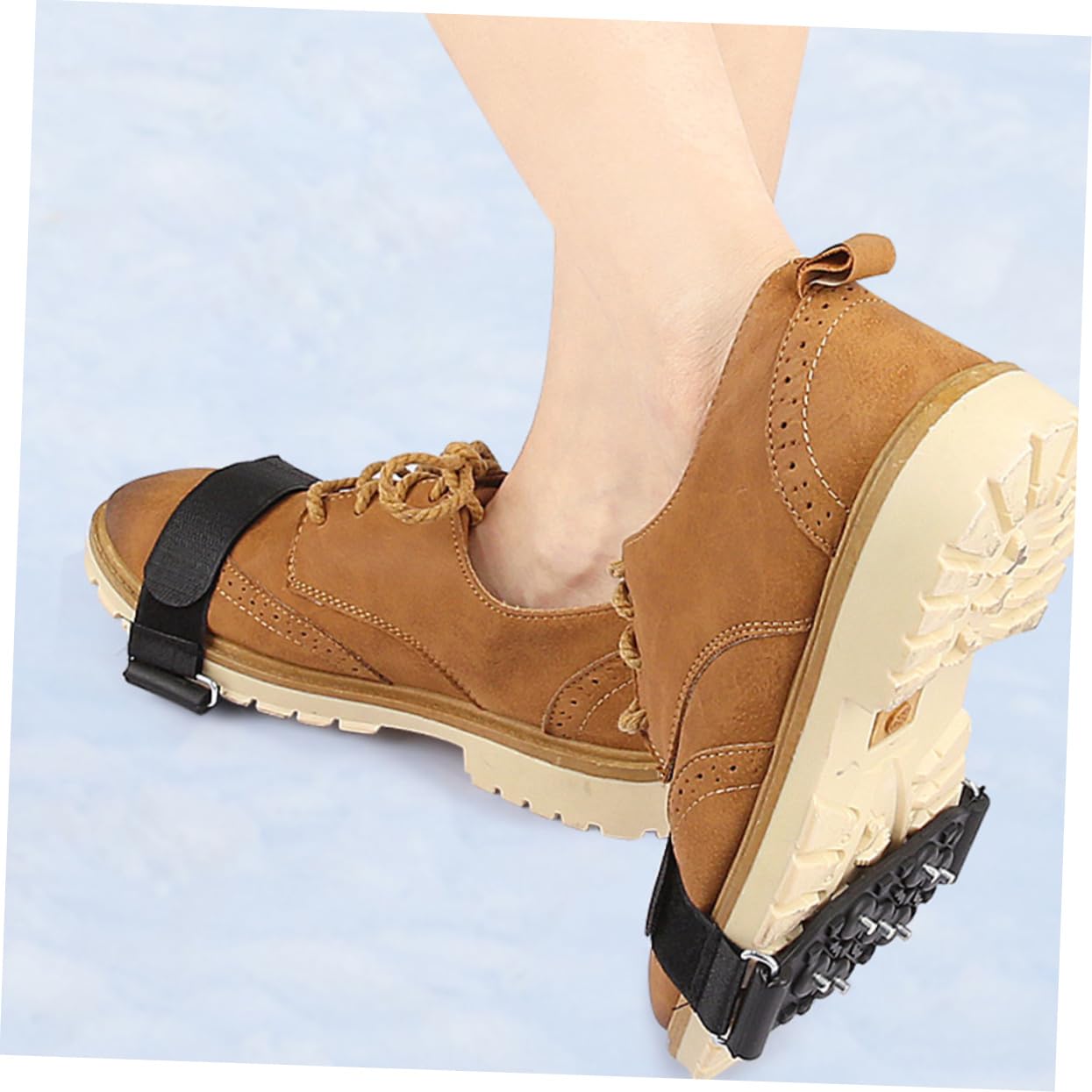 BESPORTBLE Couvre-Chaussures à Crampons Anti Chaussure Glace Chaussure randonnée Hiver Trekking Accessoires Pince à Neige pour Chaussures Pointes de Crampons Acier au manganèse Black