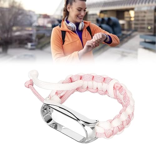 Miniatura 4 de HURRISE 2 in 1 Braided Loop Wristband, for Mi Band 7 Adjustable Stretchy Nylon Breathable Sports Strap with Metal Frame