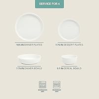 Vista 2 de Gibson Home Oslo - Juego de vajilla para 4, platos y cuencos de porcelana blanca de 16 piezas, juego de platos de cerámica, apto para microondas