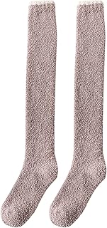 Women’S Socks Coral Fleece Fuzzy Winter Knee High Socks Workout Thigh High Compression Socks Gym Socks Seamless Womens Running Socks Compression Socks for Women 15-20 Mmhg Knee High