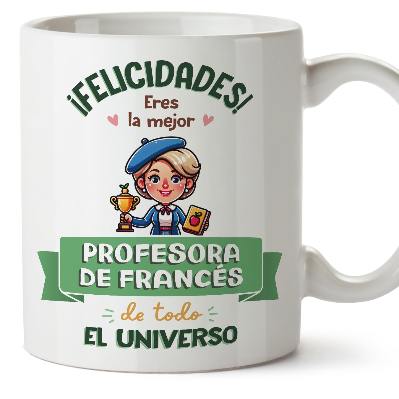 MUGFFINS French Teacher Woman Mug - in Spanish - Mejor Universo Trofeo - Funny Gift for Colleagues - Ceramic 11oz Mug
