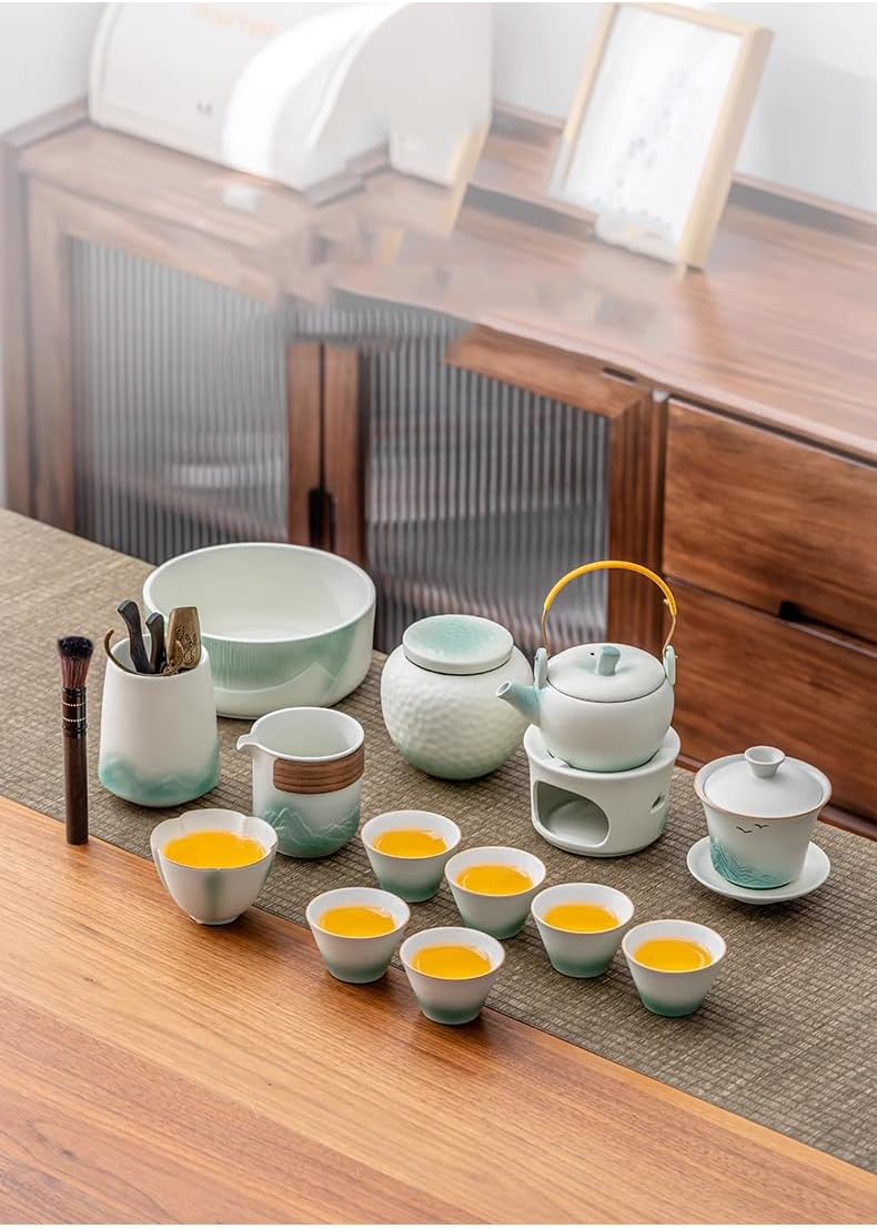 Kiln-Changed Complete Tea Set, Home Office Guest Gongfu Tea Pot Small Tea Cup Tea Tray Gift Box-set3