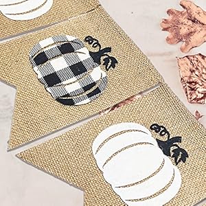   Doumeny-Plaid-Pumpkin-Burlap-Banner-Buffalo-Check-Fall-Banner-Jute-White-Pumpkins-Bunting-Garland-Autumn-Harvest-Bunting-Flag-Thanksgiving-Party-Banner-for-Home-Wall-Mantel-Fireplace-Farmhouse-Decor