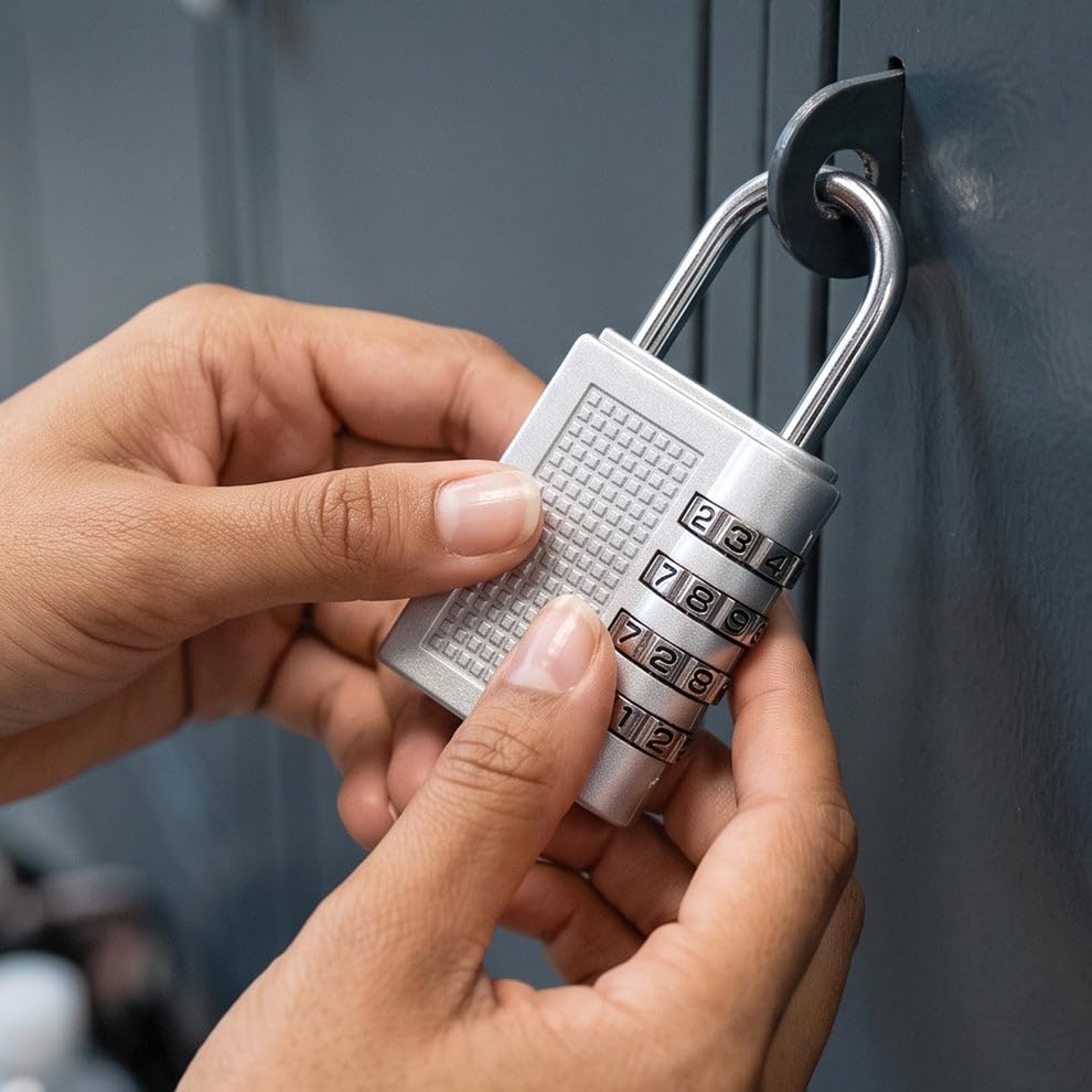 NK Enterprises Number Lock Set of 1 – Multicolour 4-Digit Number Combination Anti-Theft Metal Lock for Travel Bag, Luggage, Door, Tool Box, Resettable PIN Number Padlock (Initial Password 0-0-0-0)-image-11