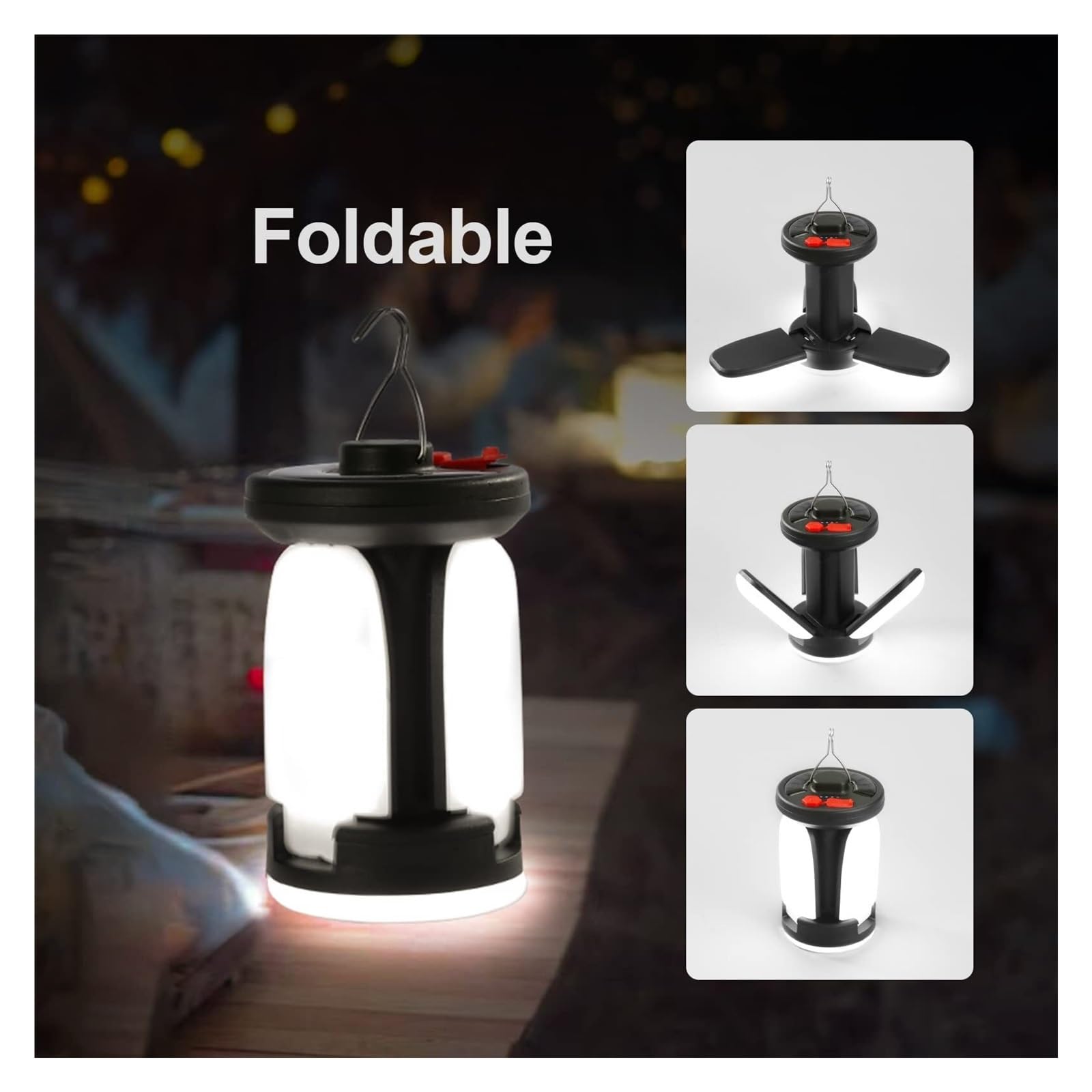 Linterna LED Solar De Alta Potencia For Acampar, Lámpara Camping Recargable con Luz Plegable, Portátil For Tienda Campaña For Emergencias Al Aire Libre IluminacióN Brillante