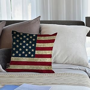 HGOD DESIGNS Vintage American Flag Pillow,USA Flag Throw Pillow Cotton Linen Square Cushion Cover Standard Pillowcase for Men Women Home Decorative Sofa Armchair Bedroom Livingroom 18X18 inch HGOD DESIGNS Vintage American Flag PillowUSA Flag Throw Pillow Cotton Linen Square Cushion Cover Standard Pillowcase for Men Women Home Decorative Sofa Armchair Bedroom Livingroom 18X18 inch