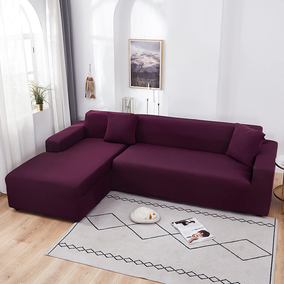 Housse de canapé en L en polyester pour salon cocooning