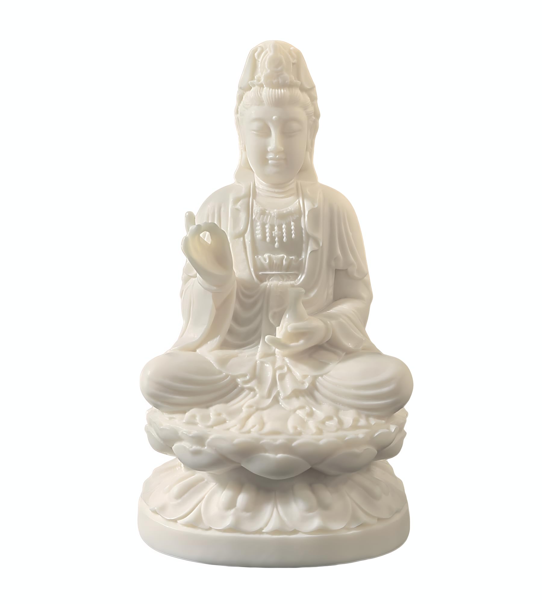 Hormsdar Ivory Fruit Guan Yin Statue,Kwan Yin Sculpture for Home Office Car Feng Shui Décor and Thoughtful Zen Ornamnt Gifting
