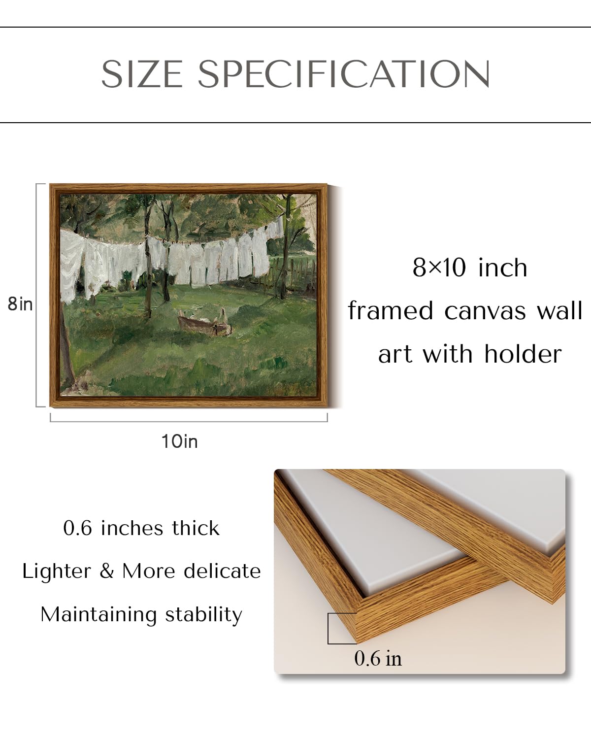 InSimSea Framed Wall Art for Living Room for Living RoomVintage Laundry Room Art Print Antique Oil Painting Country Landscape Vintage Wall Art Canvas for Bedroom OfficeGallery 11x14in — view 3