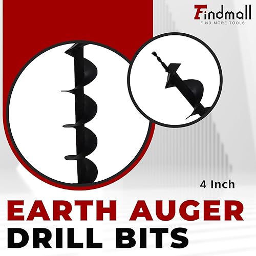 Miniatura 3 de findmall Brocas de taladro de tierra 4" 6" 8" 10" 12" para excavadora de agujeros de valla de poste accionada por fluido gaseoso