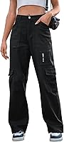 IVIR Women's High Waist Wide Leg Cargo Pants with 7 Pockets - Stretchy Baggy Y2K Casual Trousers